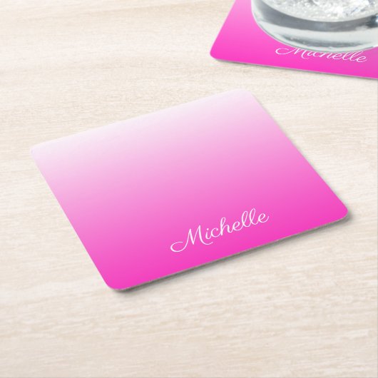 Gepersonaliseerde tweetonige gradiënt ombre hete r kartonnen onderzetters (Schuin)