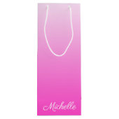 Gepersonaliseerde tweetonige gradiënt ombre hete r wijn cadeautas (Achterkant)