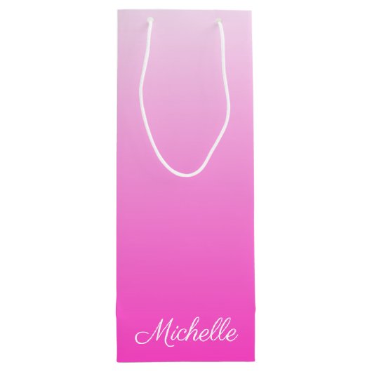 Gepersonaliseerde tweetonige gradiënt ombre hete r wijn cadeautas (Achterkant)