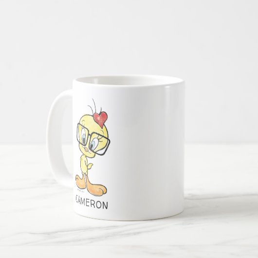 Gepersonaliseerde TWEETY™ Bird Nerd Coffee Mok (Voorkant links)