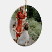 Gepersonaliseerde tweezijdige familiefoto keramisch ornament (Rechts)