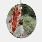 Gepersonaliseerde tweezijdige familiefoto keramisch ornament (Links)