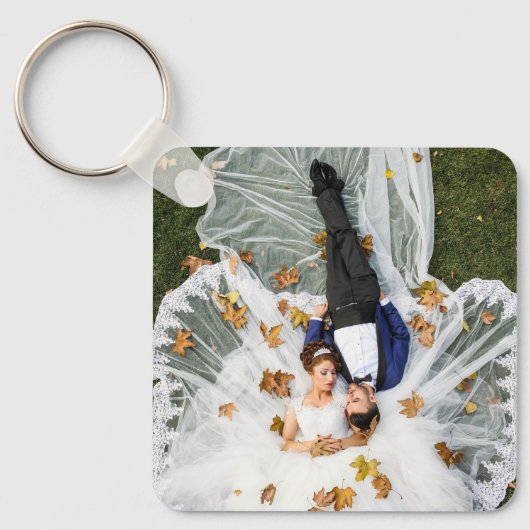 Gepersonaliseerde tweezijdige familiefoto sleutelhanger (Voorkant)