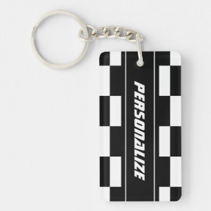 Gepersonaliseerde tweezijdige geruite sleutelhanger