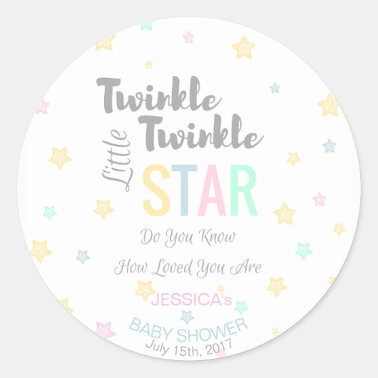 Gepersonaliseerde Twinkle Twinkle Little Star - St Ronde Sticker (Voorkant)