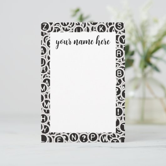 Gepersonaliseerde Typewriter Keys Notecards Bedankkaart (Staand voorkant)