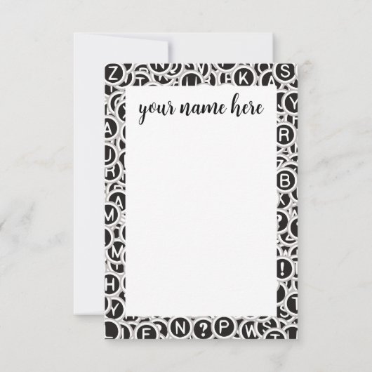 Gepersonaliseerde Typewriter Keys Notecards Bedankkaart (Achterkant)