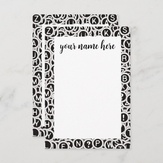 Gepersonaliseerde Typewriter Keys Notecards Bedankkaart (Voorkant / Achterkant)