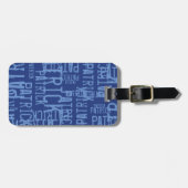 Gepersonaliseerde Typografie BLAUW Naam Patroon Bagagelabel (Voorkant horizontaal)