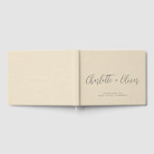 Gepersonaliseerde Typografie Cream Faux Linnen Bru Gastenboek (Volledig)