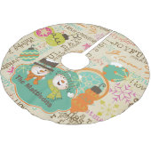 Gepersonaliseerde Typografie Snowmen Holiday Tree  Kerstboom Rok (Gekanteld)