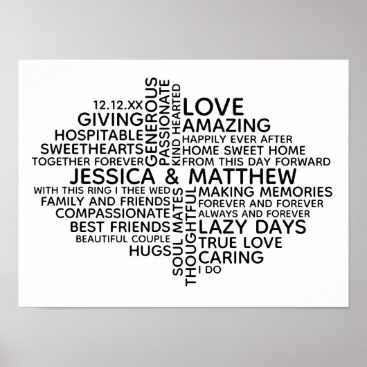 Gepersonaliseerde typografie Word Cloud voor koppe Poster (Voorkant)