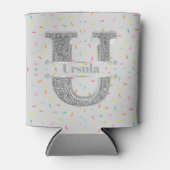 Gepersonaliseerde U Initiaal Silver Monogram Jouw  Blikjeskoeler (Voorkant)