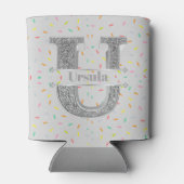 Gepersonaliseerde U Initiaal Silver Monogram Jouw  Blikjeskoeler (Achterkant)