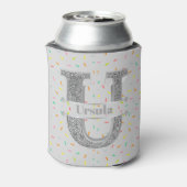 Gepersonaliseerde U Initiaal Silver Monogram Jouw  Blikjeskoeler (Blikje Achterkant)