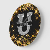Gepersonaliseerde U Initiaal Silver Monogram Jouw  Grote Klok (Hoek)