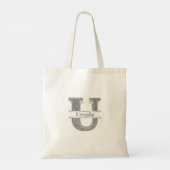 Gepersonaliseerde U Initiaal Silver Monogram Jouw  Tote Bag (Achterkant)