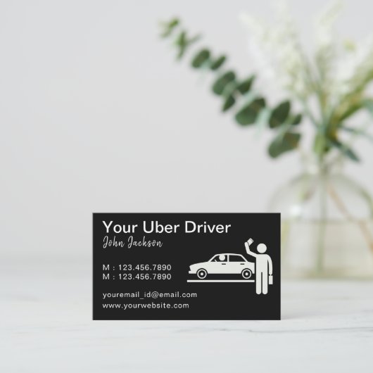 Gepersonaliseerde Uber Driver QR-code Visitekaartje (Staand voorkant)