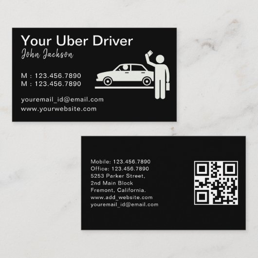 Gepersonaliseerde Uber Driver QR-code Visitekaartje (Voorkant / Achterkant)