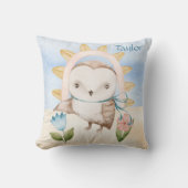 Gepersonaliseerde Uil, Baby dieren, Boho, Regenboo Kussen (Voorkant)