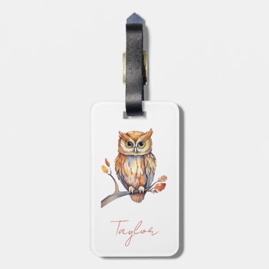 Gepersonaliseerde Uil Bagagelabel (Achterkant verticaal)