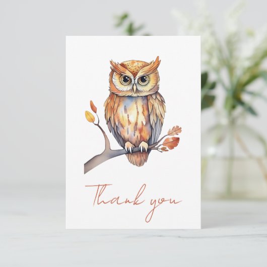 Gepersonaliseerde Uil Bedankkaart (Staand voorkant)
