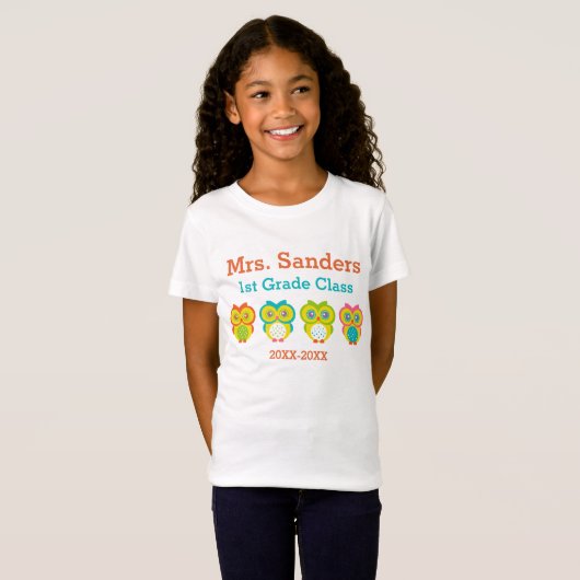 Gepersonaliseerde Uil Classroom T-shirt (Voorkant volledig)