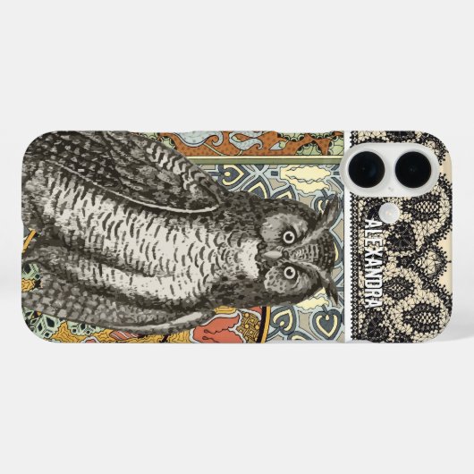 Gepersonaliseerde Uil Damask iPhone 7 hoesje (Achterkant (horizontaal))