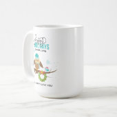 Gepersonaliseerde Uil en Bluebird Kerstmis Koffiemok (Voorkant links)