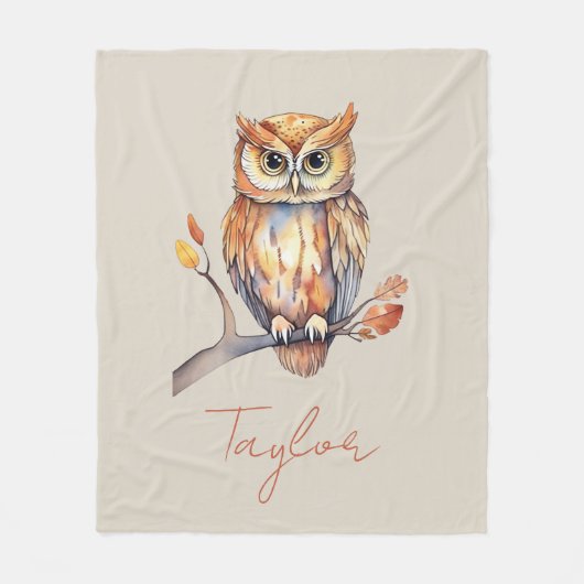 Gepersonaliseerde Uil Fleece Deken (Voorkant)