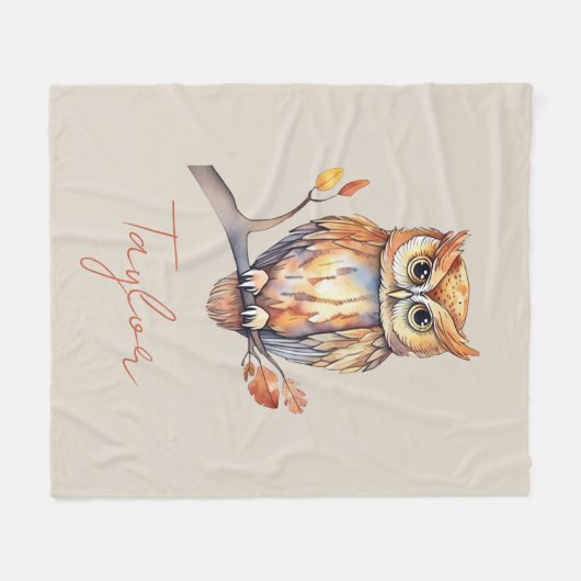 Gepersonaliseerde Uil Fleece Deken (Voorkant (Horizontaal))