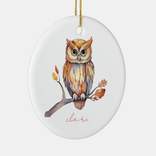 Gepersonaliseerde Uil Keramisch Ornament (Rechts)