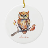 Gepersonaliseerde Uil Keramisch Ornament (Voorkant)