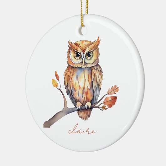 Gepersonaliseerde Uil Keramisch Ornament (Links)