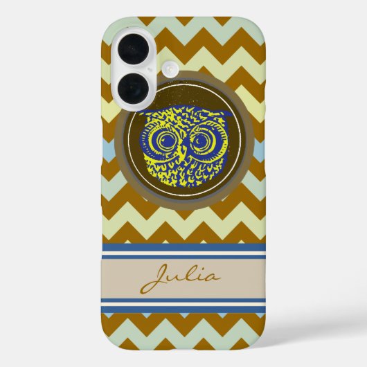 Gepersonaliseerde uil met Chevron Case-Mate iPhone Case (Achterkant)