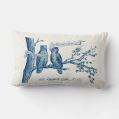 Gepersonaliseerde Uil Paar in Boom Bruiloft Kussen (Achterkant)
