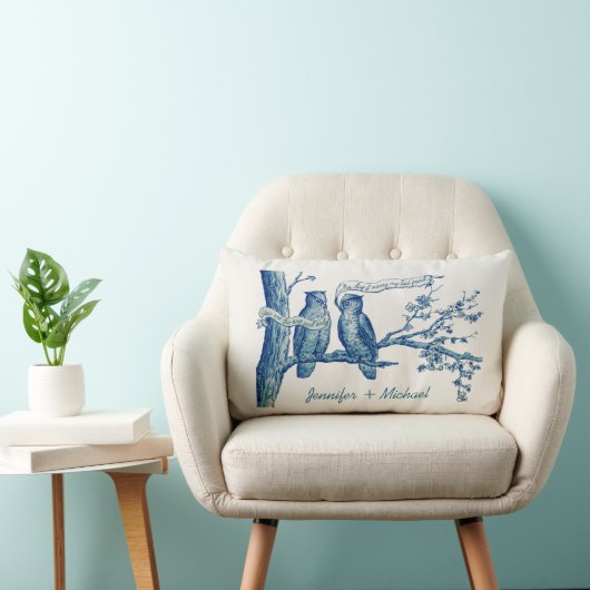 Gepersonaliseerde  Uil Paar in Boom Bruiloft Kussen (Stoel)