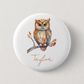 Gepersonaliseerde Uil Ronde Button 5,7 Cm (Voorkant)
