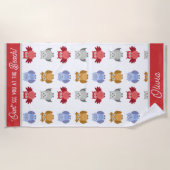 Gepersonaliseerde Uil See You bij de Beach Name Strandlaken (Voorkant)