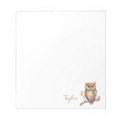 Gepersonaliseerde Uil Stationery Notitieblok (Voorkant)