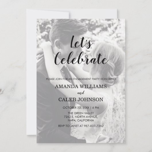 Gepersonaliseerde uitnodiging voor 2 foto-engageme (Voorkant)