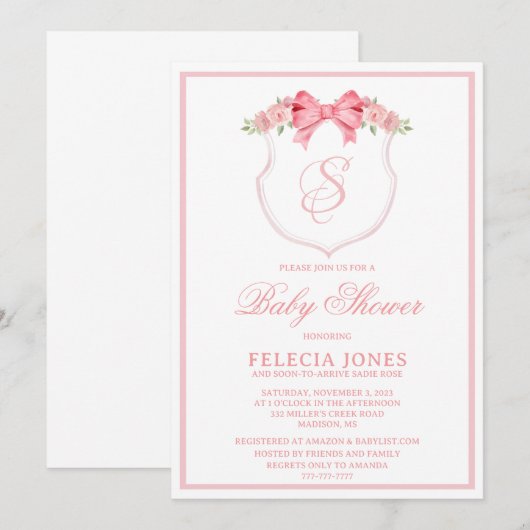 Gepersonaliseerde uitnodiging voor Baby shower (Voorkant / Achterkant)