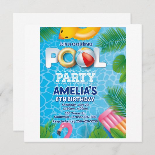 Gepersonaliseerde uitnodiging voor een verjaardags (Voorkant / Achterkant)