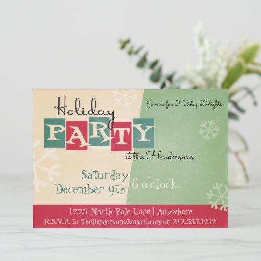Gepersonaliseerde uitnodiging voor Retro Holiday P (Staand voorkant)