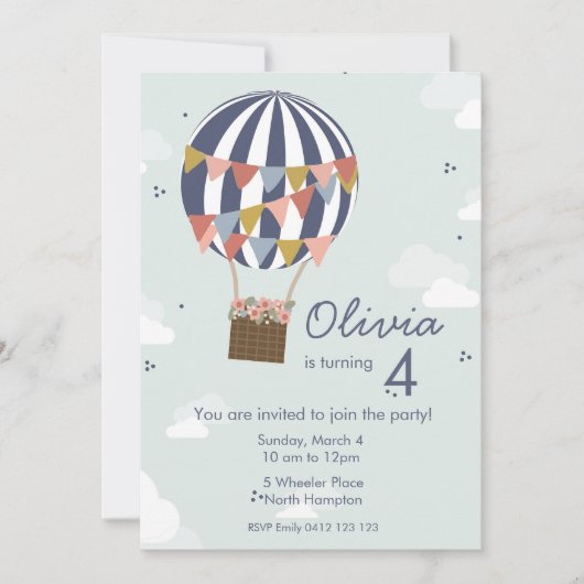 Gepersonaliseerde uitnodiging voor verjaardagsfees (Voorkant)