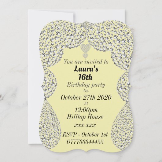 Gepersonaliseerde uitnodigingen voor 16e verjaarda (Voorkant)