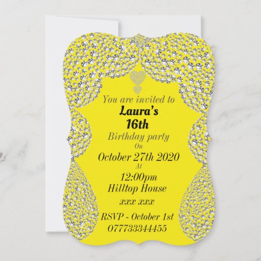 Gepersonaliseerde uitnodigingen voor 16e verjaarda (Voorkant)