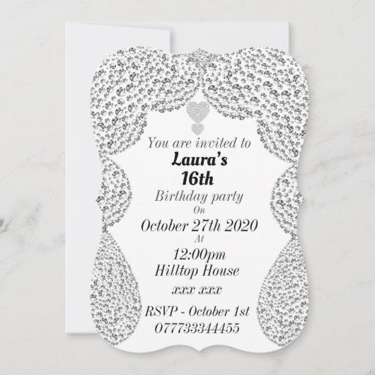 Gepersonaliseerde uitnodigingen voor 16e verjaarda (Voorkant)