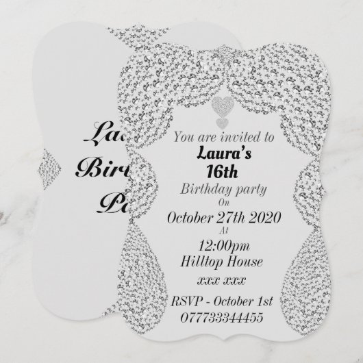 Gepersonaliseerde uitnodigingen voor 16e verjaarda (Voorkant / Achterkant)