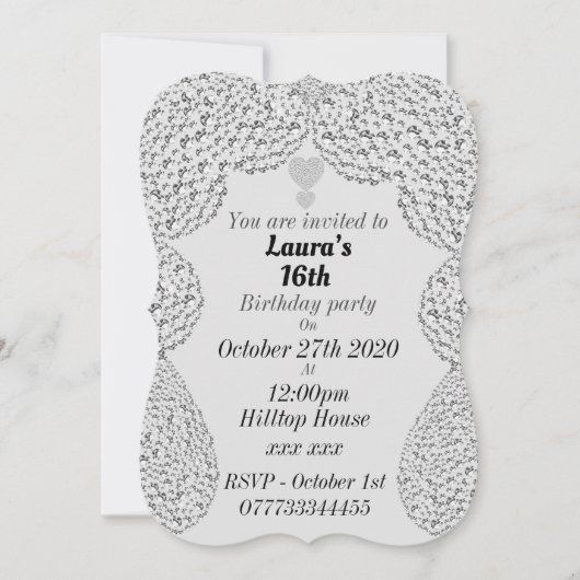 Gepersonaliseerde uitnodigingen voor 16e verjaarda (Voorkant)